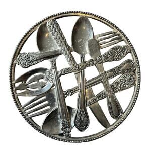 Godinger Silver Art Co 9" Silverplate Utensils Trivet or Wall Art.